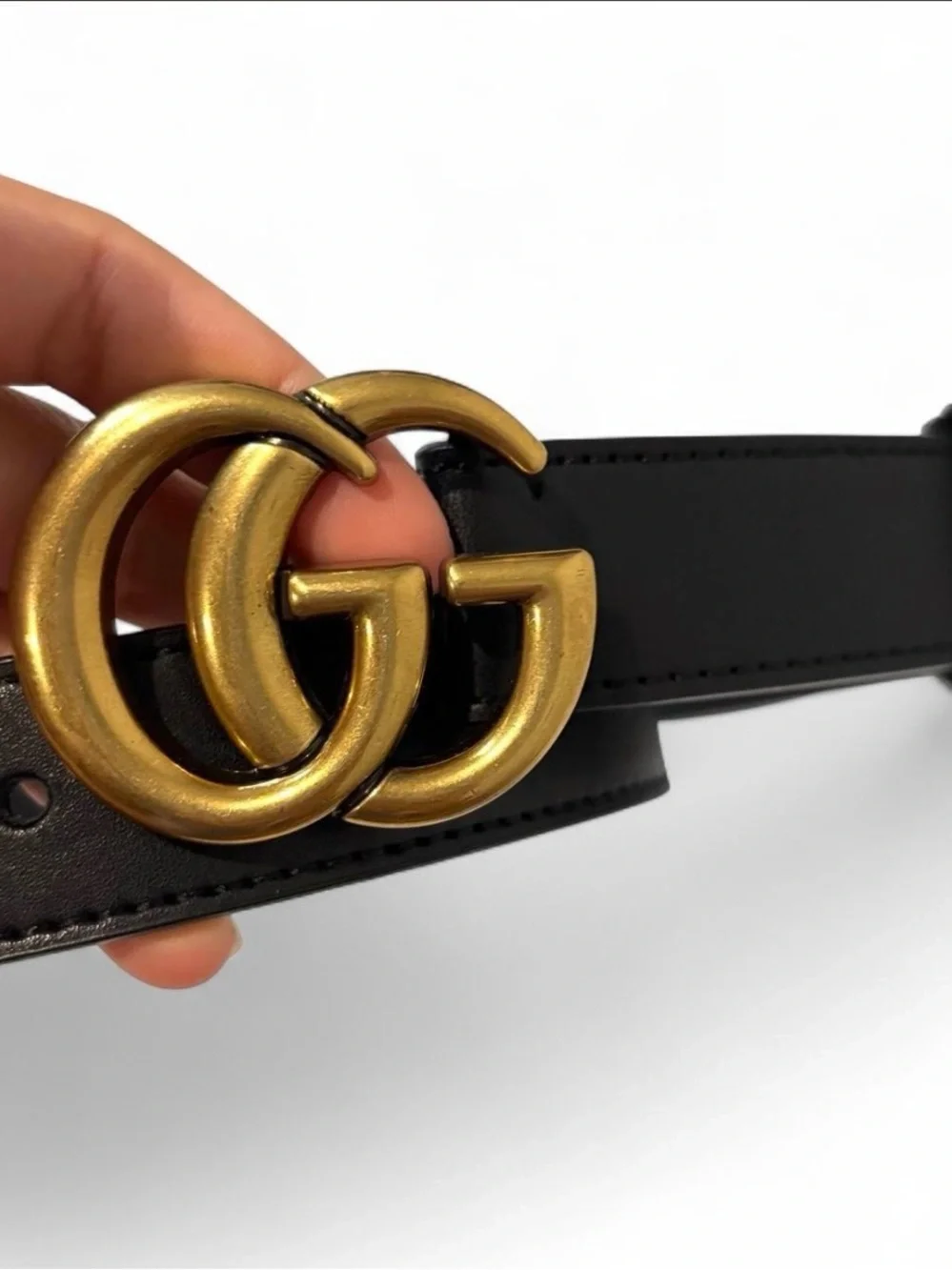 Gucci GG Marmont Black Leather Belt Buckle Sz 95/38 Made In Italy